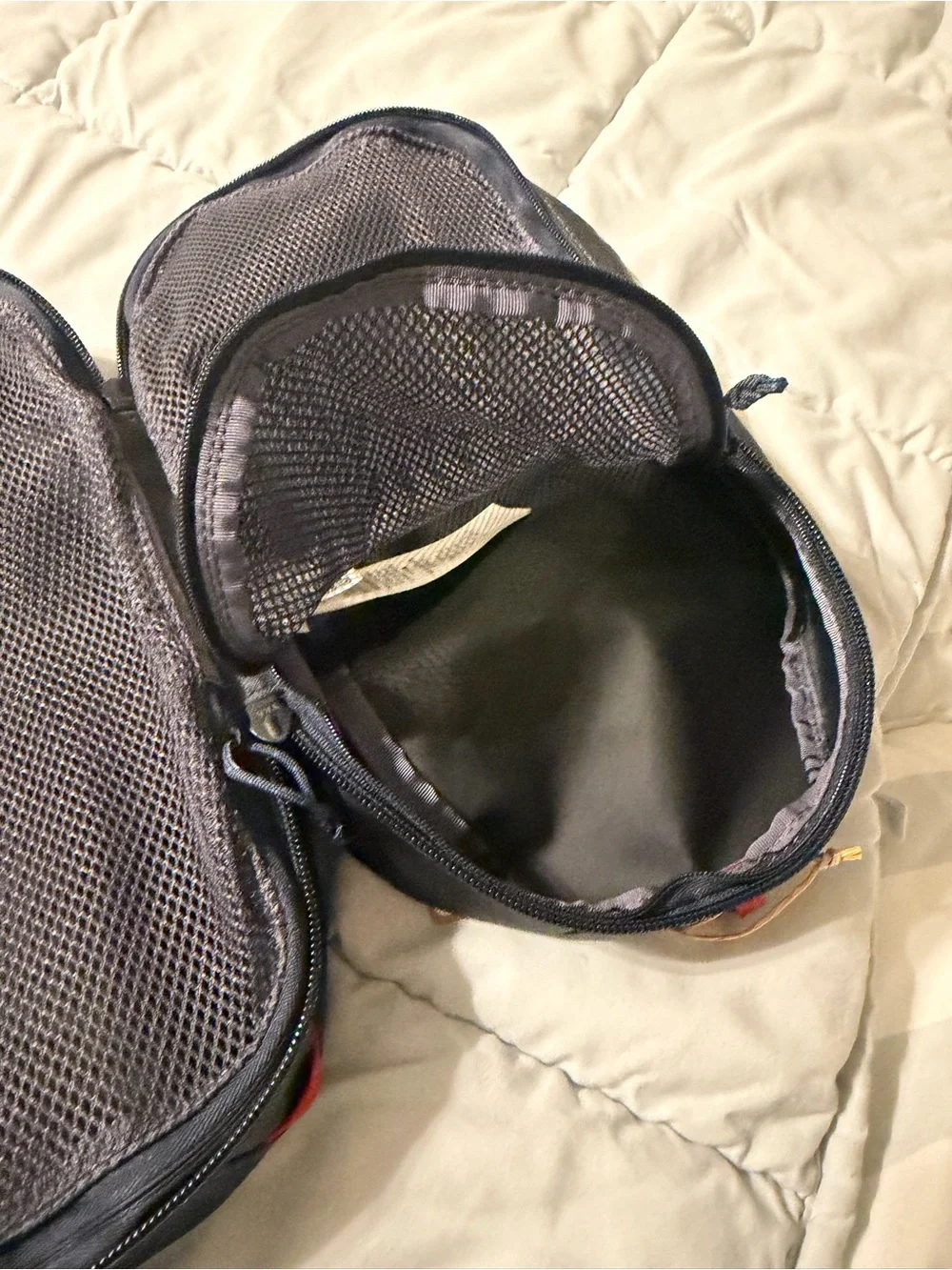 Patagonia Black Toiletry Bag with Blue Logo and Red Trim